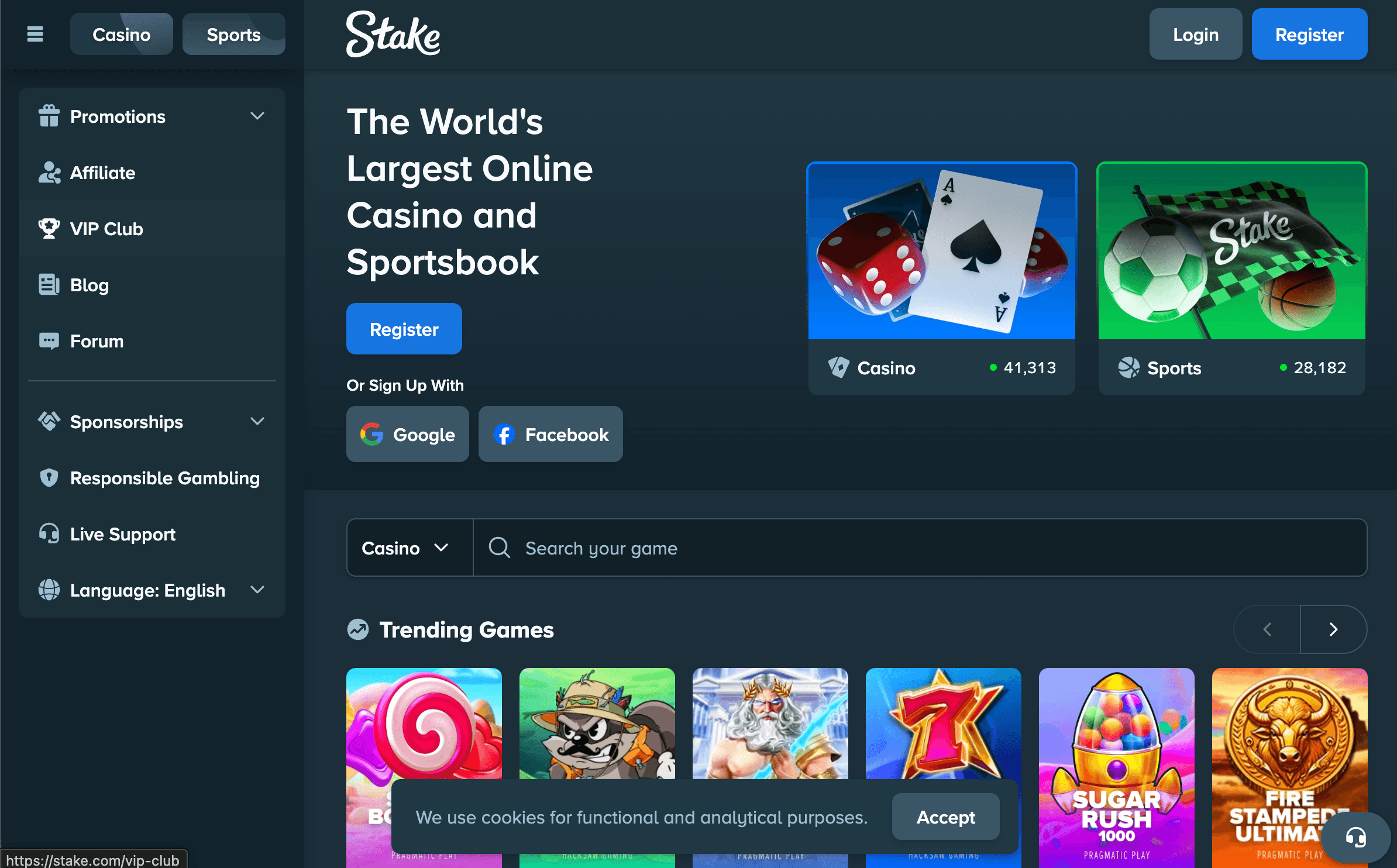 Stake.com casino and sportsbook platform interface